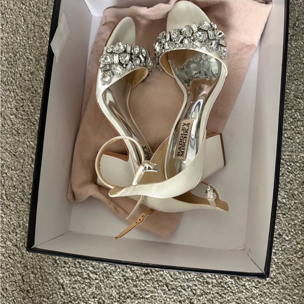 Badgley Mischka Ivory Heels with Crystal Embellishments